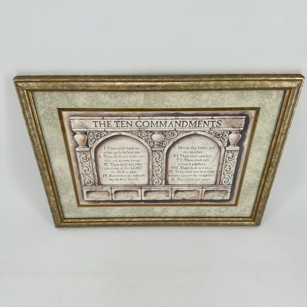 Home & Garden Party The Ten Commandments Framed Wall Art Gold Tone Religious